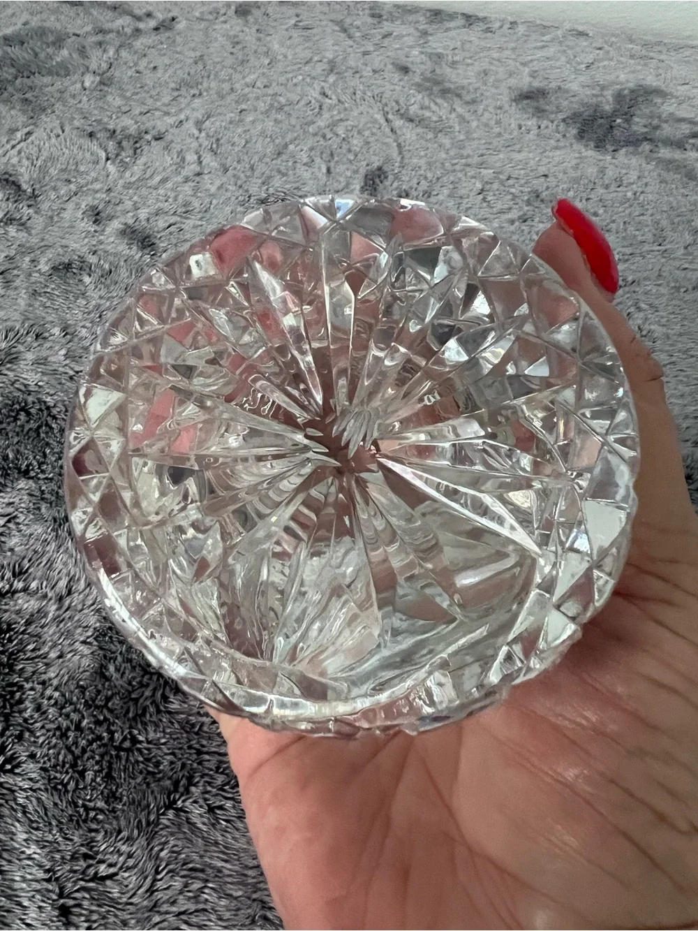 Vintage Heavy Cut Crystal Starburst Fan Design Paperweight